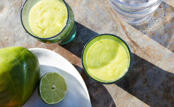 Healthy sunrise smoothie with orange blossom water