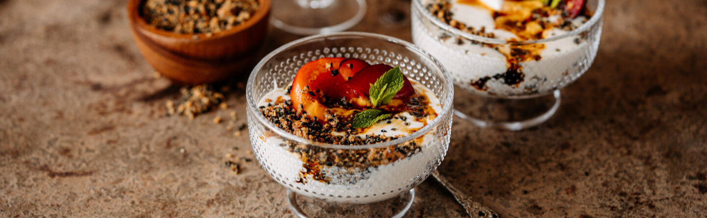 Can you resist this deconstructed vegan cheesecake with orange caramel?