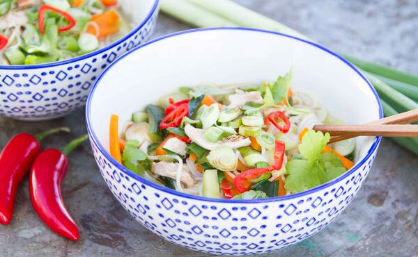 Healthy Vietnamese rice noodle soup